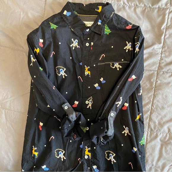 Sovereign Code Boys L 14/16 Christmas Button Long Sleeve Shirt; Astronaut - Picture 5 of 9